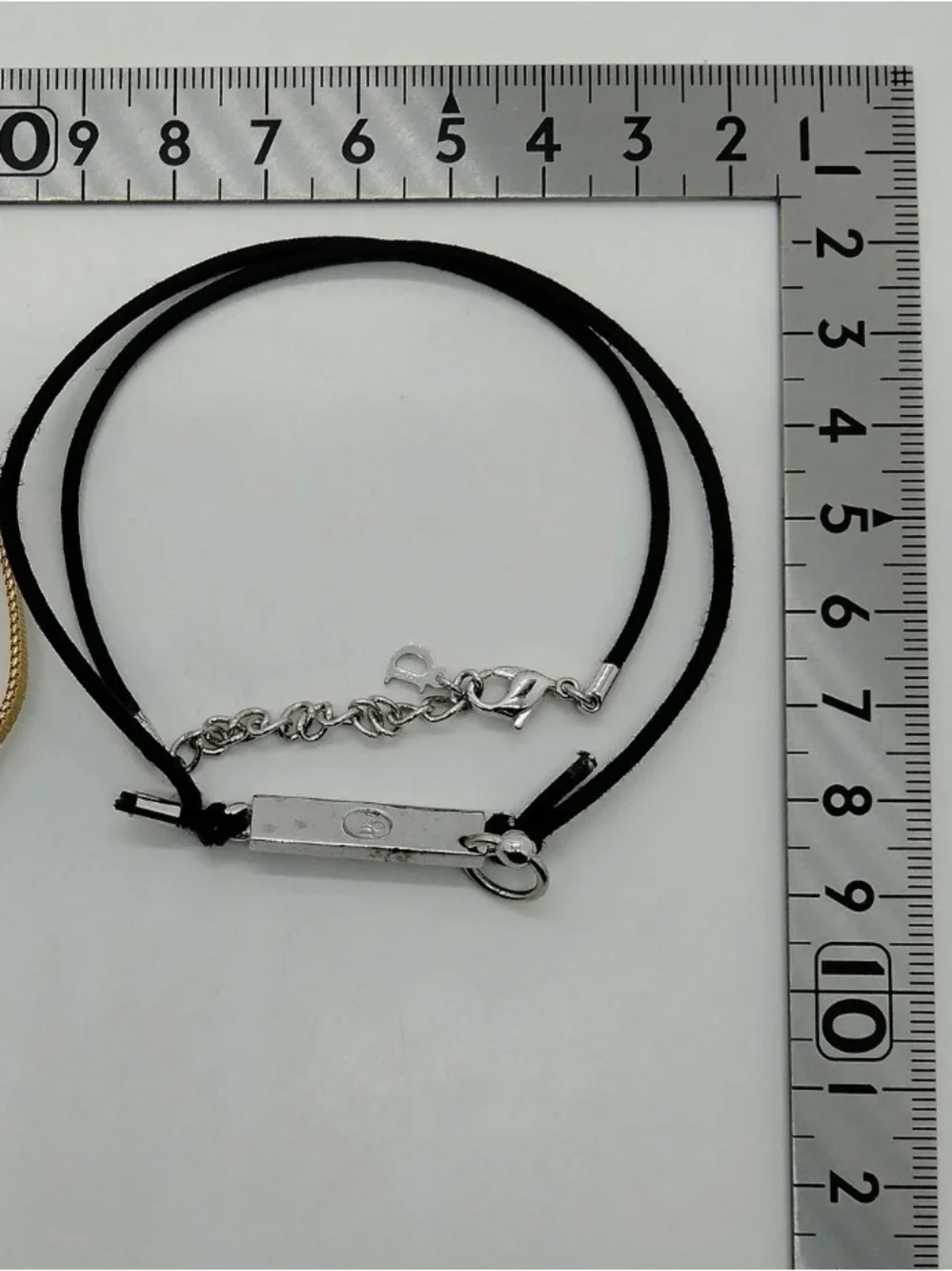 Vintage Christian Dior Silver Logo Tag Black String Double-Layered Wrap Bracelet - Picture 9 of 9